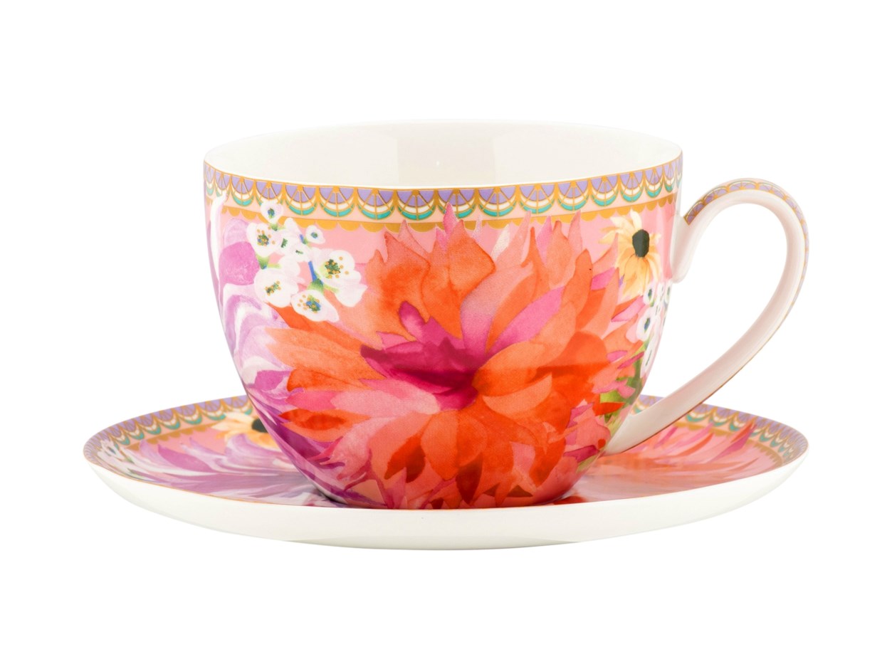 CUP&SAUCER DAHLIA PNK 400ML