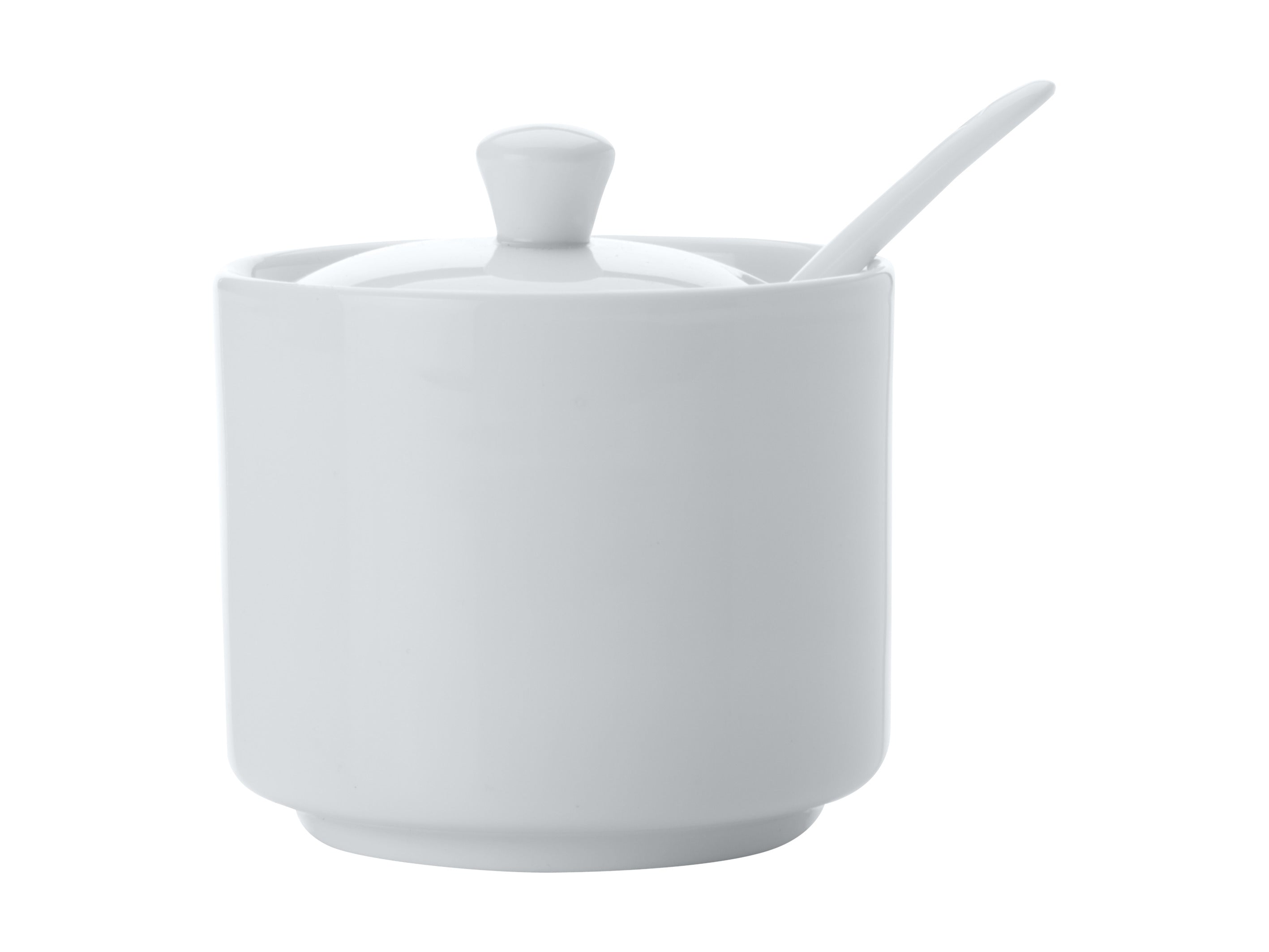 WHITE BASICS SUGAR BOWL AND SPOON